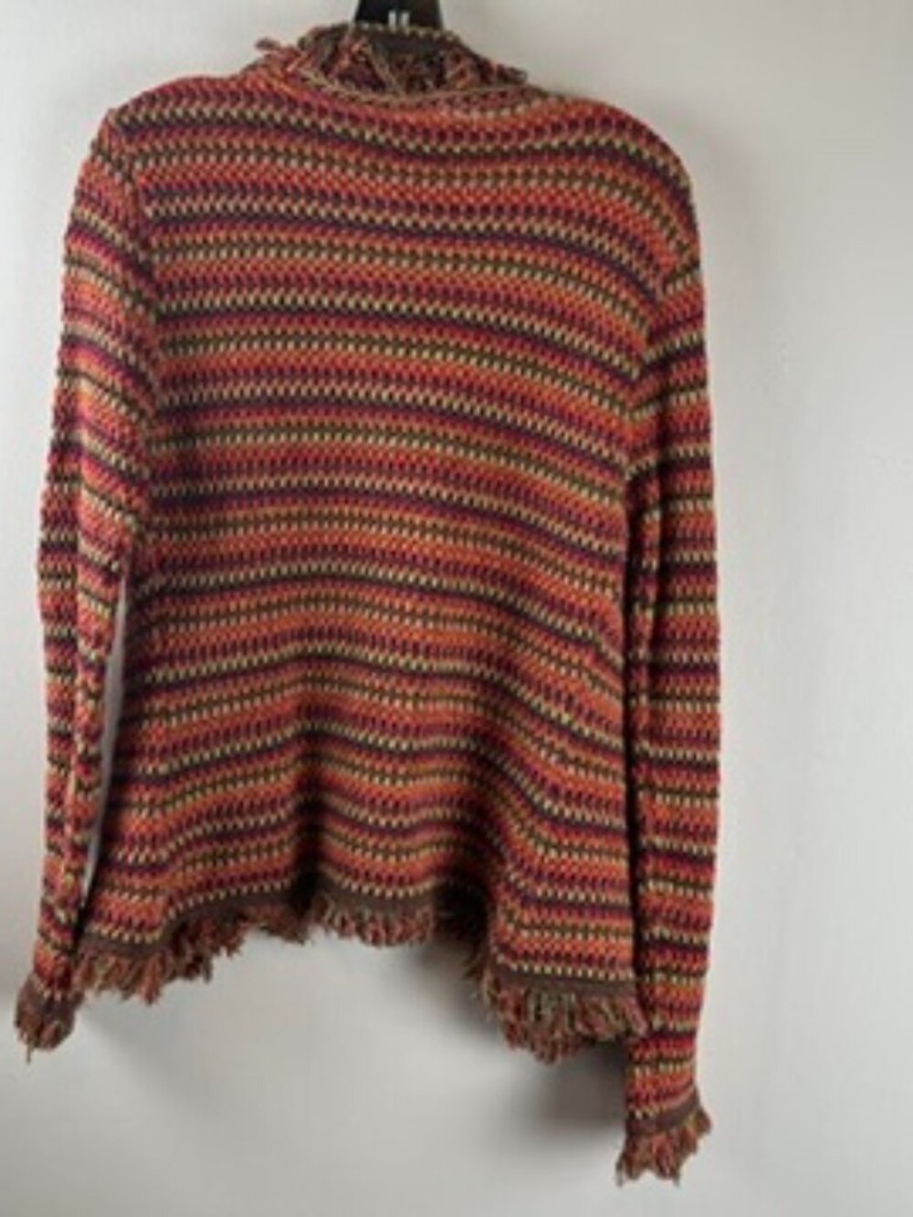 Vintage Multicolored Striped With Fringed Relis Knitwear Cardigan medium - Picture 6 of 7